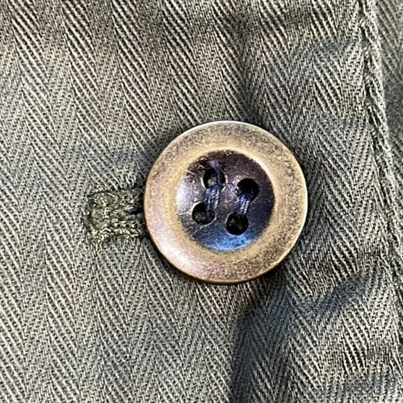 Caslon Button Front Utility Shacket Army Green with Flap Pockets Collared Sz S - Picture 9 of 12